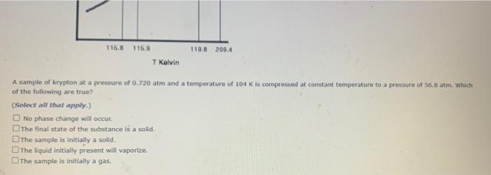 Refer To The Following Phase Diagram Not To Ecalel For Kryptom A Sample Of Krypton At A Pressure Of 0 720 Atm And A T 2