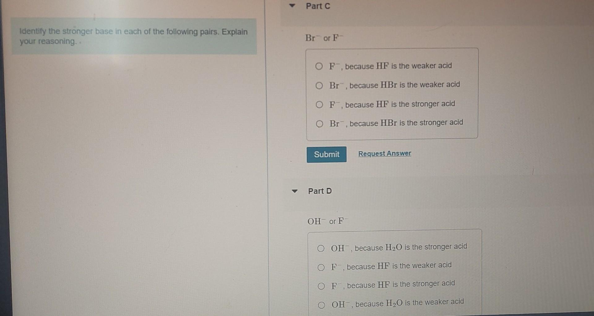 Identify The Stronger Base In Each Of The Following Pairs Explain Clo2 Or Clo3 Your Reasoning Clo2 Because Hclo2 2