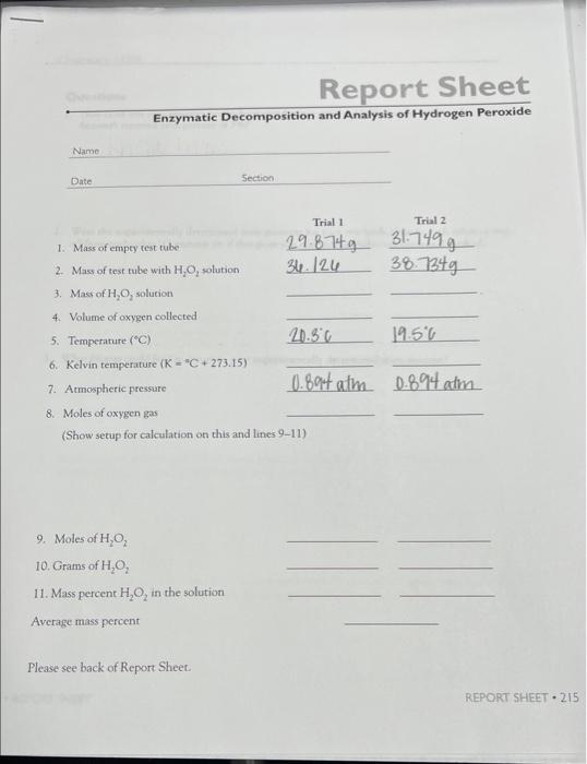 Enzymatic Decomposition And Analysis Of Hydrogen Peroxide 1