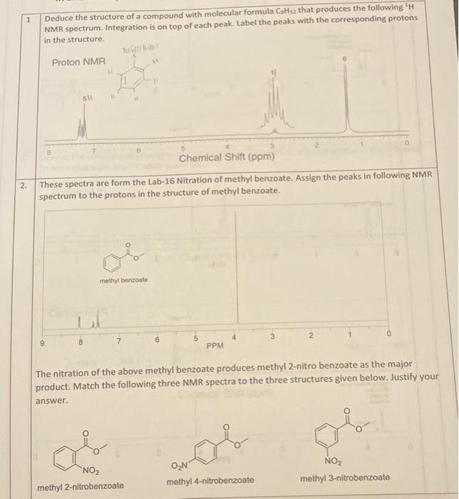Deduce The Structure Of A Compound With Molecular Formula C9 H12 That Produces The Following 3h Nmr Spectrum Integrati 1
