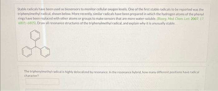 Stable Radicals Have Been Used As Biosensors To Monitor Cellular Oxygen Levels One Of The First Stable Radicals To Be R 1