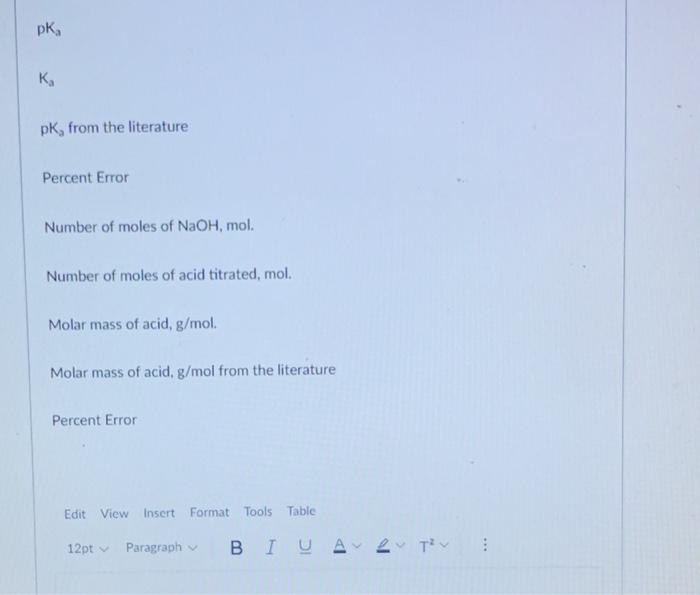 The Following Results Were Obtained In The Titration Of An Unknown Monoprotic Acid Download This Data Table Student 2
