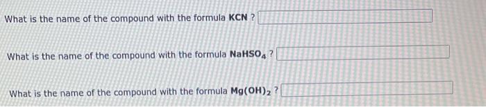 What Is The Name Of The Compound With The Formula Agcl What Is The Name Of The Compound With The Formula Nii2 What I 6