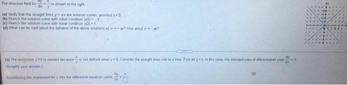 The Direction Field For Oxy Is Shown To Thenght A Verily That The Straight Lines Y Txare Solution Curves Provided B 1