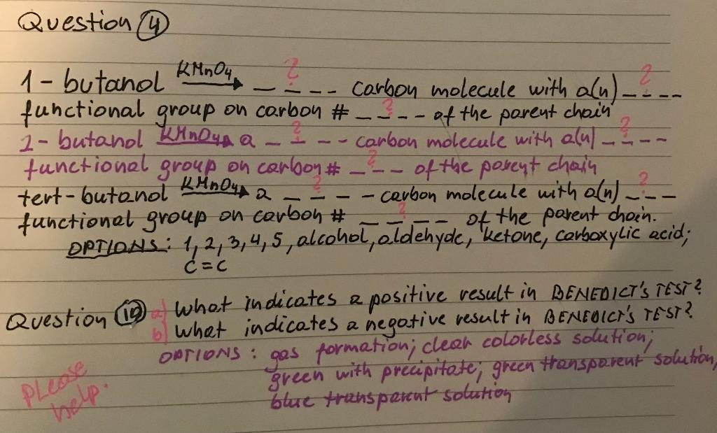 1 Butanol Kmno4 2 Carbon Molecule With A N Functional Group On Carbon 2 Of The Parent Choin 1 Butand Kynd 1
