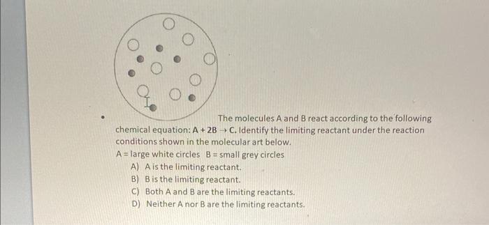 I Molecules A And B React According To The Following Chemical Equation A 2b C Identify The Limiting Reactant Under The 1