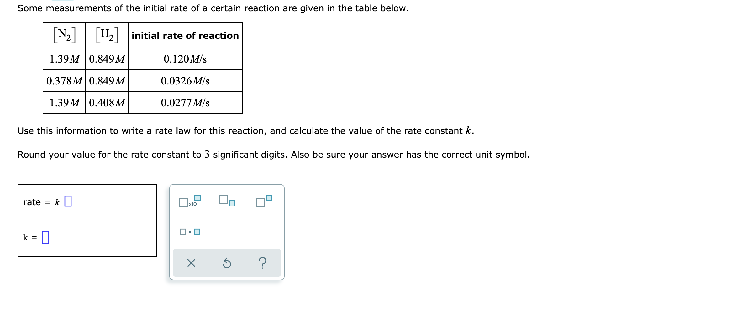Some Measurements Of The Initial Rate Of A Certain Reaction Are Given In The Table Below Use This Information To Write 1