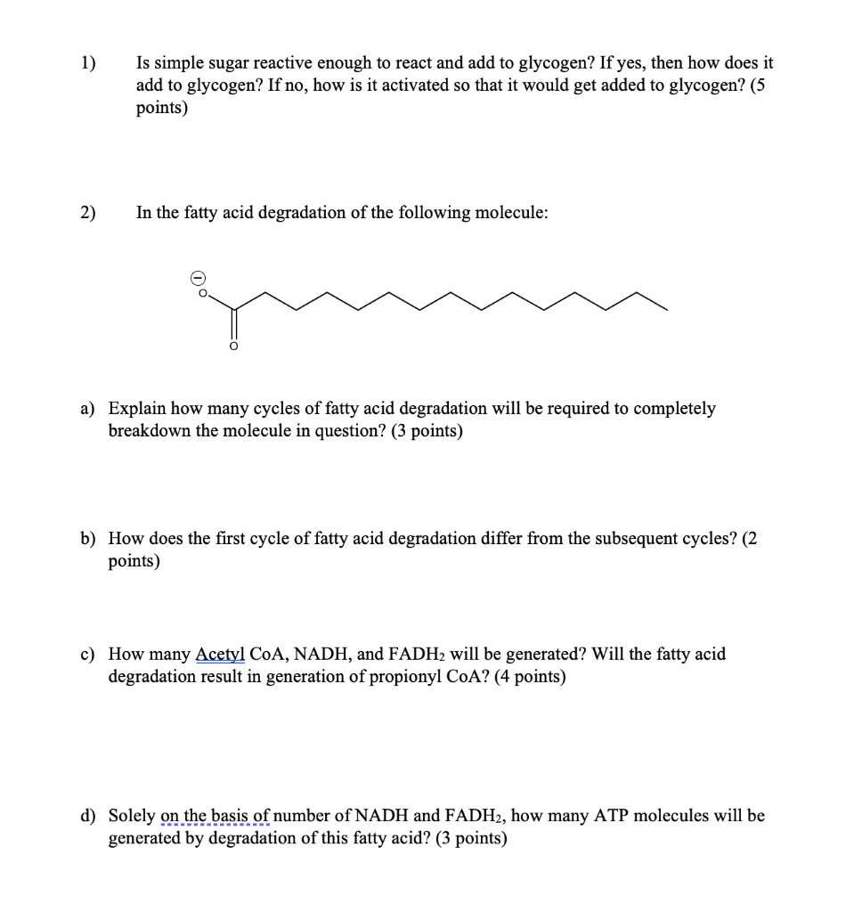 1 Is Simple Sugar Reactive Enough To React And Add To Glycogen If Yes Then How Does It Add To Glycogen If No How Is 1