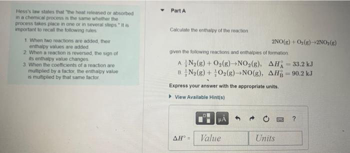 Hess S Law States That The Heat Roleavod Or Absorbod In A Chemical Procers Is The Same Whether The Process Takes Place I 1