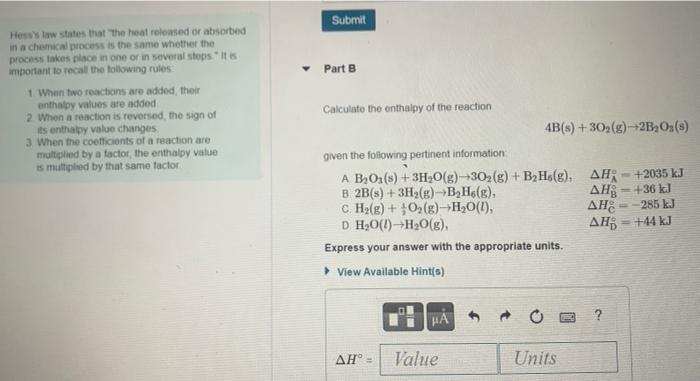 Hess S Law States That The Heat Roleavod Or Absorbod In A Chemical Procers Is The Same Whether The Process Takes Place I 2