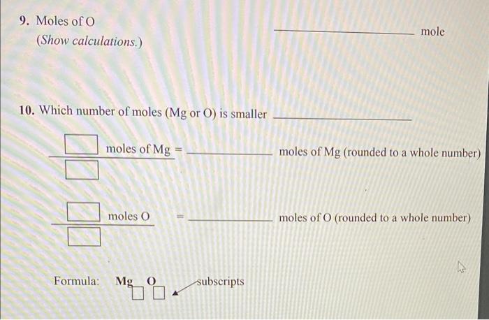 A Finding The Simplest Formula 1 Mass Of Empty Crucible Cover Whitel Magnesium Ribbon 20 61 G 2 Initial Appearanc 2