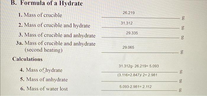7 Percent Water Show Calculations 8 Moles Of Water Show Calculations 9 Moles Of Salt Anhydrate Show Calculat 2