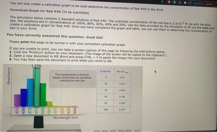 Prev Ne Experiment 3 Qualitative And Quantitative Analysis Of Food Dyes Evaluation Question 1 You Will Now Create A 6