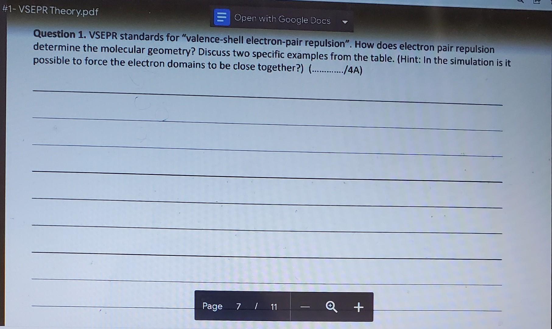 Table 1 Drawing Lewis Structures And Determining Electron Bonding Domains Begin Tabular L Hline Number Of Boa 6