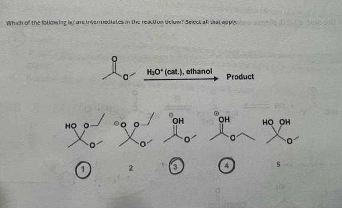 Which Of The Following Is Are Intermediates In The Reaction Below Select All That Apply 1 2 3 4 5 1