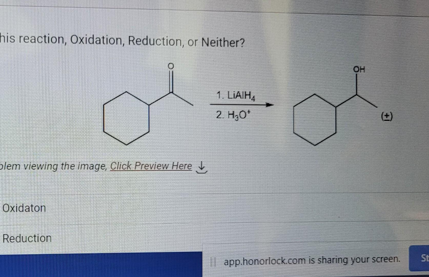 His Reaction Oxidation Reduction Or Neither Lem Viewing The Image Click Preview Here Oxidaton Reduction App Honor 1