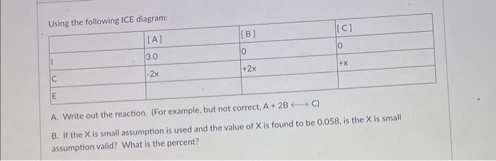 A Write Out The Reaction For Example But Not Correct A 2b J B If The X Is Small Assumption Is Used And The Value O 1