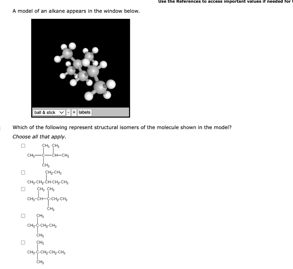 Use The References To Access Important Values If Needed For A Model Of An Alkane Appears In The Window Below Ball Sti 1