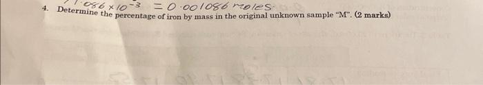 Average Of Two Closest Titration Volumes 17 84 Ml 17 84 M 4 Determine The Percentage Of Iron By Mass In The Original U 2