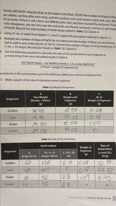 Slowly Add Naoh Drop By Drop To The Water In The Flask Count The Number Of Drops As They Are Added Swirling After Ea 1