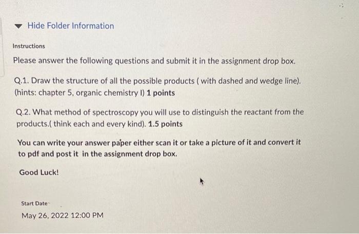 Hide Folder Information Instructions Please Answer The Following Questions And Submit It In The Assignment Drop Box Q 1 1