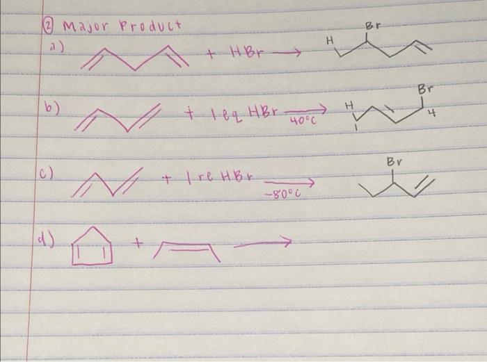 2 Major Product A B C D 1