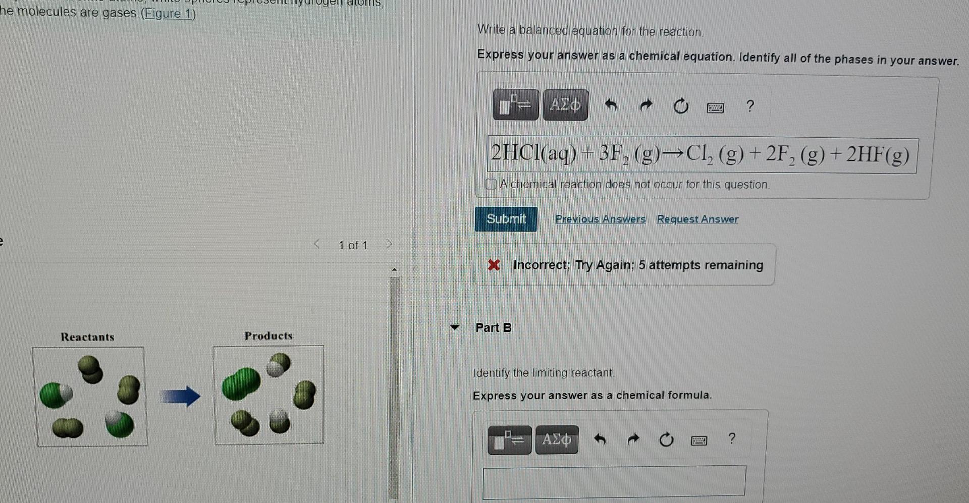 Luggalo S He Molecules Are Gases Figure 1 Write A Balanced Equation For The Reaction Express Your Answer As A Chemica 1