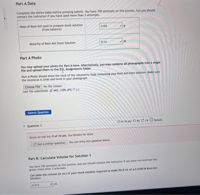 Complete The Entire Table Before Pressing Submit You Have 100 Attempts On This Portion But You Should Contact The Ins 1