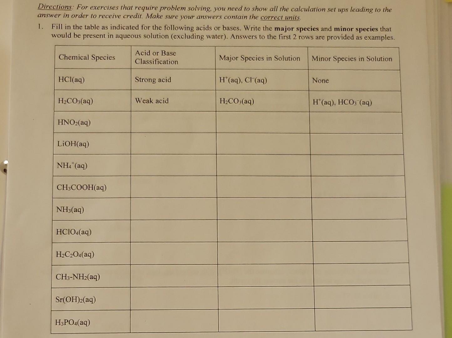 Directions For Exercises That Require Problem Solving You Need To Show All The Calculation Set Ups Leading To The Answ 1