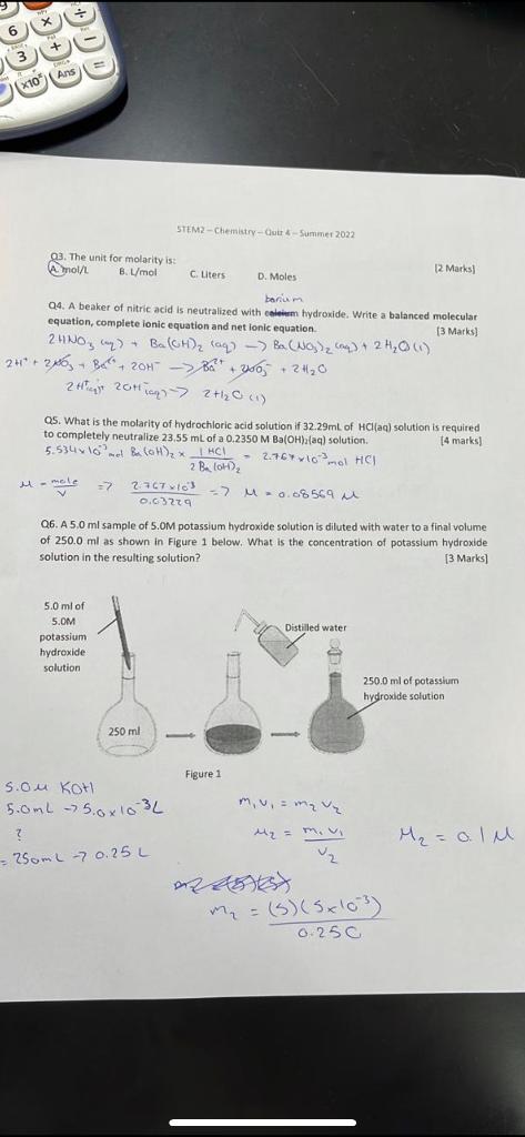 Baricm Q4 A Beaker Of Nitric Acid Is Neutralized With Caleirm Hydroxide Write A Balanced Molecular Equation Complete 1