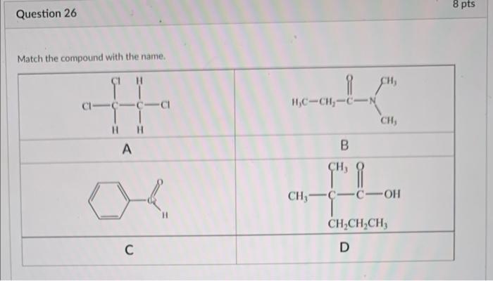 Question 26 Match The Compound With The Name 1