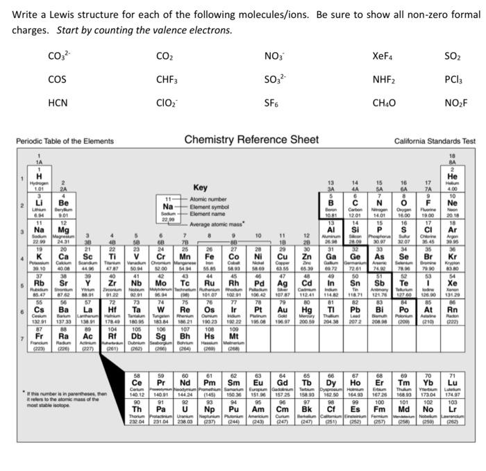Write A Lewis Structure For Each Of The Following Molecules Ions Be Sure To Show All Non Zero Formal Charges Start By 1