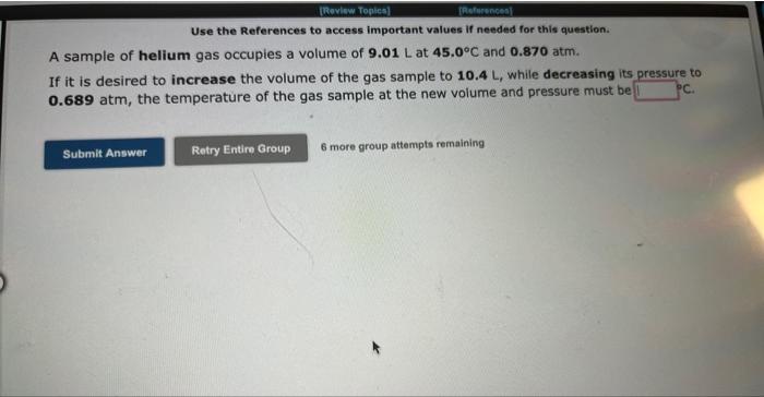 Use The References To Access Important Values If Needed For This Question A Helium Filled Weather Balloon Has A Volume 2