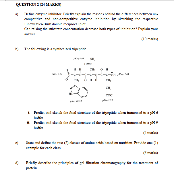 A Define Enzyme Inhibitor Briefly Explain The Reasons Behind The Differences Between Uncompetitive And Non Competitive 1