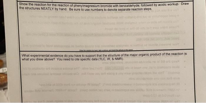 Show The Reaction For The Reaction Of Phenyimagnesium Bromide With Benzaldehyde Followed By Acidic Workup Draw The Str 1