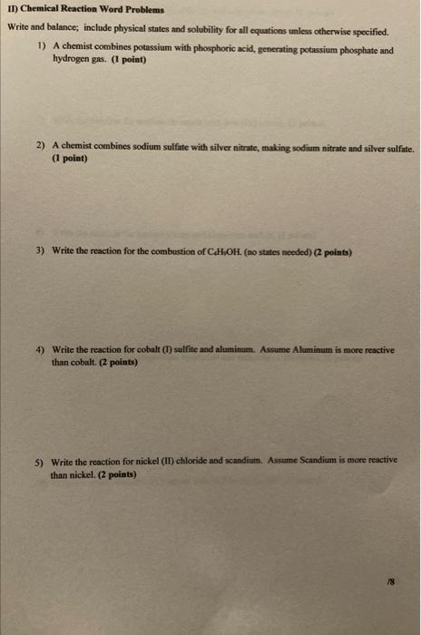 1 A Chemist Combines Potassium With Phosphoric Acid Generating Potassium Phosphate And Hydrogen Gas 1 Point 2 A Ch 1