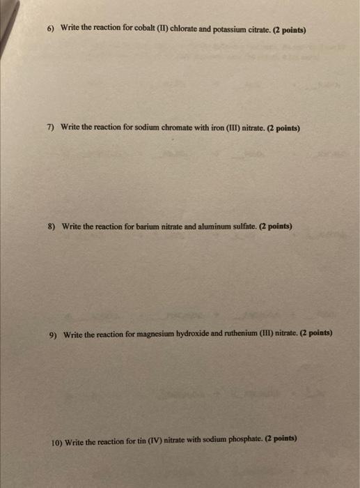 1 A Chemist Combines Potassium With Phosphoric Acid Generating Potassium Phosphate And Hydrogen Gas 1 Point 2 A Ch 2