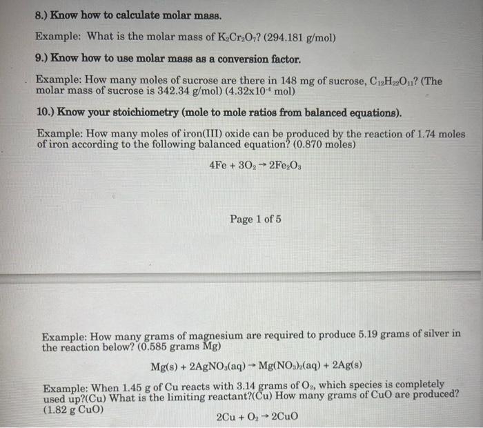 8 Know How To Calculate Molar Mass Example What Is The Molar Mass Of K2 Cr2 O7 294 181 G Mol 9 Know How To Us 1