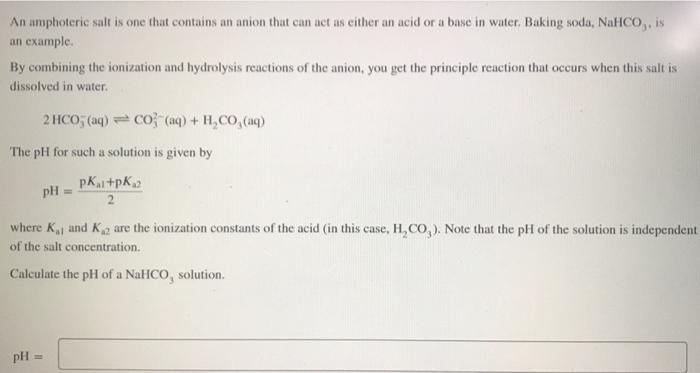 Use The Method Of Successive Approximations To Determine The Ph And Concentrations Of H2 A Ha And A2 In A Solution O 2