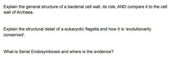 Explain The General Structure Of A Bacterial Cell Wall Its Role And Compare It To The Cell Wall Of Archaea Explain Th 1