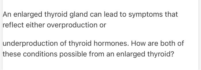 An Enlarged Thyroid Gland Can Lead To Symptoms That Reflect Either Overproduction Or Underproduction Of Thyroid Hormones 1
