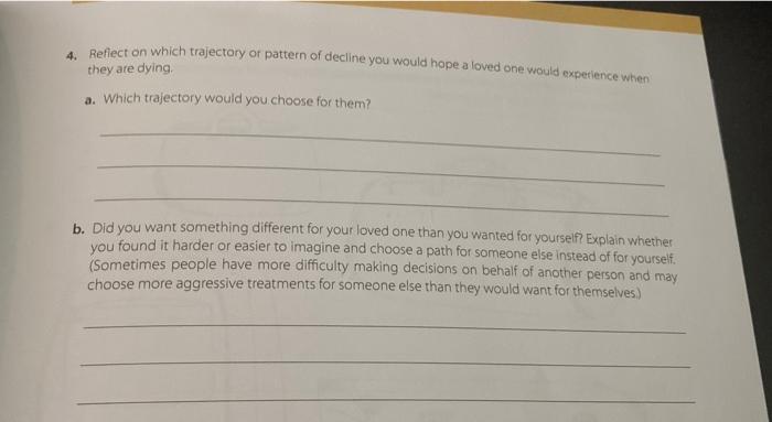 4 Reflect On Which Trajectory Of Pattern Of Decline You Would Hope A Loved One Would Experience When They Are Dying A 1