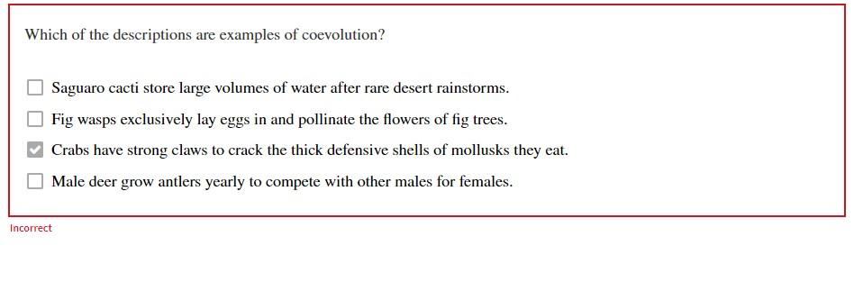 Which Of The Descriptions Are Examples Of Coevolution Saguaro Cacti Store Large Volumes Of Water After Rare Desert Rain 1