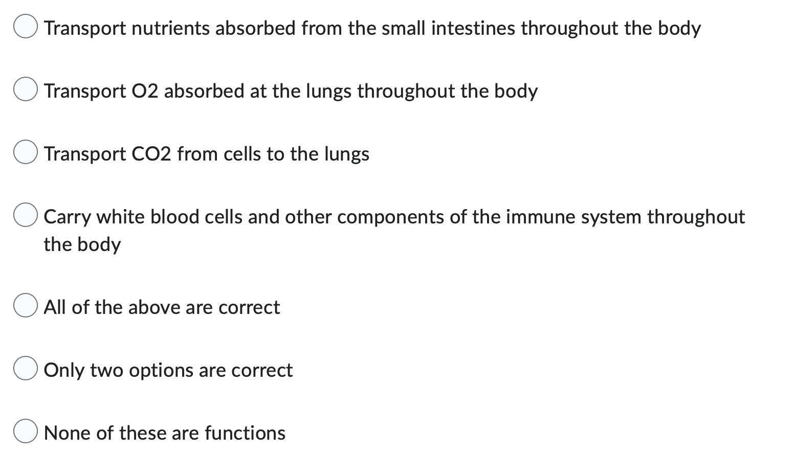 Which Of The Following Is Not A Role Of The Circulatory System 1