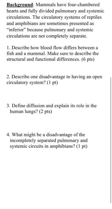Background Mammals Have Four Chambered Hearts And Fully Divided Pulmonary And Systemic Circulations The Circulatory Sy 1