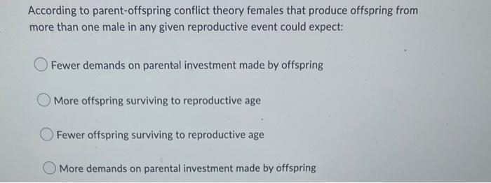According To Parent Offspring Conflict Theory Females That Produce Offspring From More Than One Male In Any Given Reprod 1