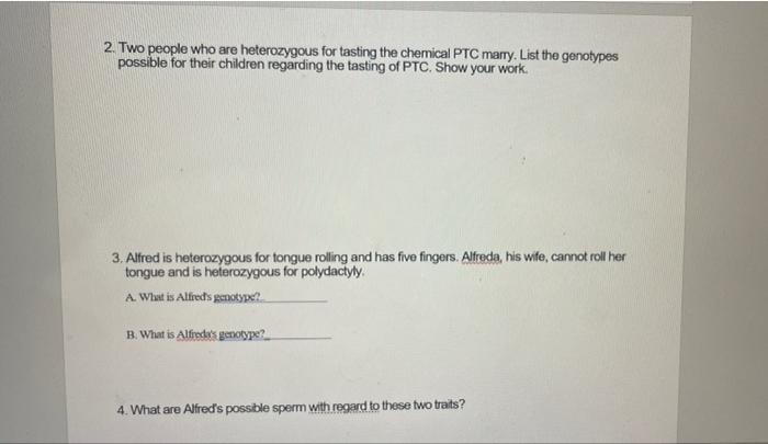 Procedure 1 Record Your Phenotype And Genotype For The Following Mendclian Traits 2 Two People Who Are Heterozygou 3