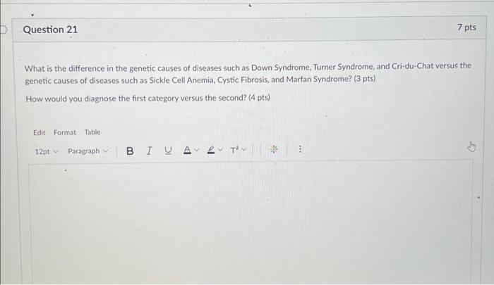 What Is The Difference In The Genetic Causes Of Diseases Such As Down Syndrome Turner Syndrome And Cri Du Chat Versus 1
