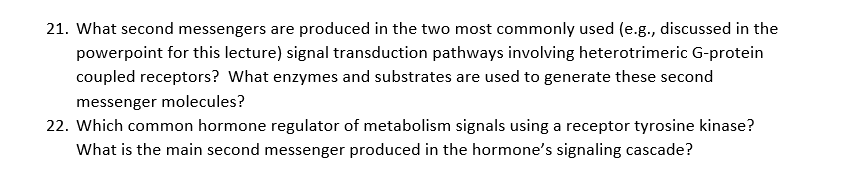 21 What Second Messengers Are Produced In The Two Most Commonly Used E G Discussed In The Powerpoint For This Lectur 1