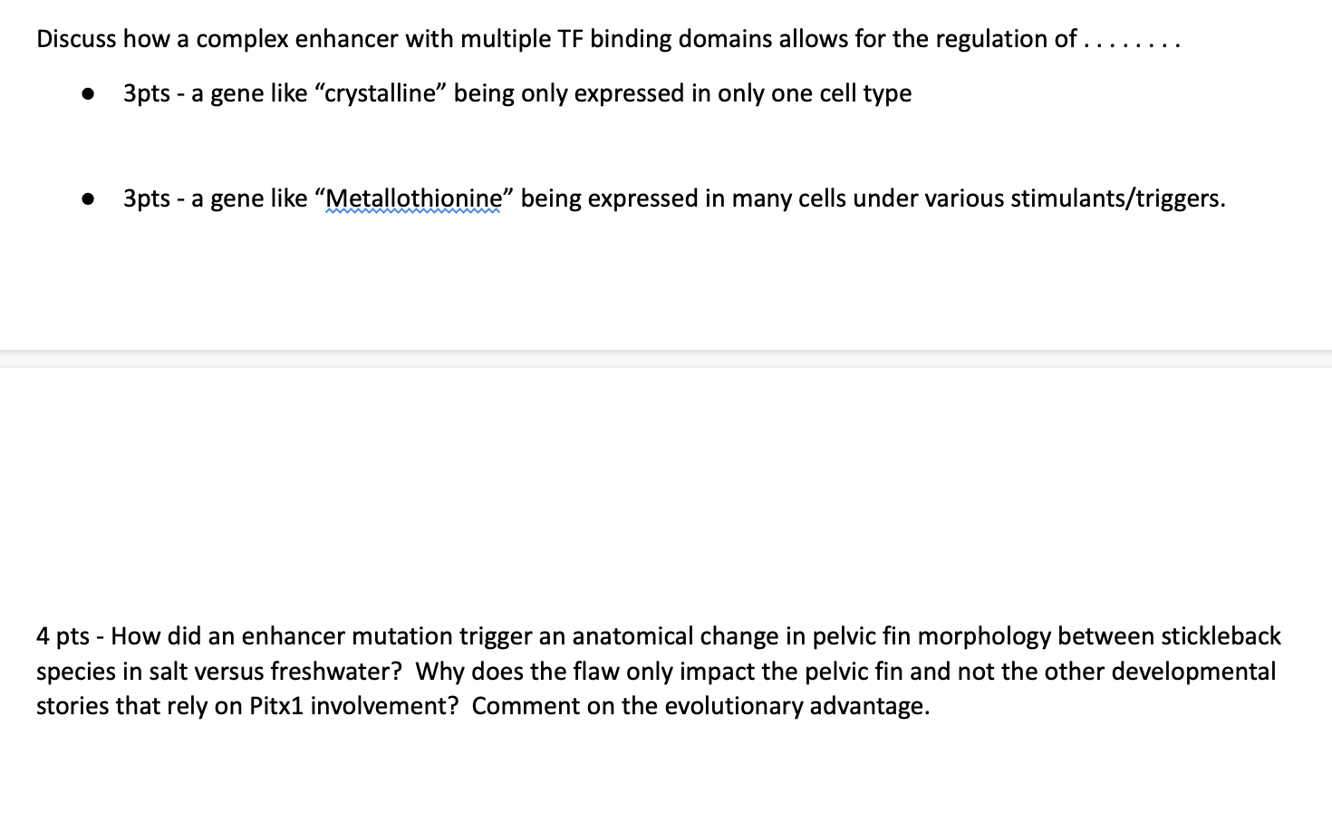 Discuss How A Complex Enhancer With Multiple Tf Binding Domains Allows For The Regulation Of 3pts A Ge 1